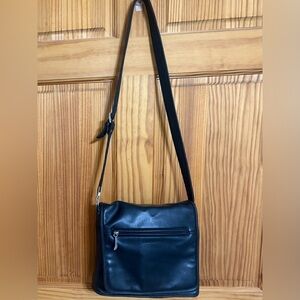 Liz Claiborne simplistic Black slim medium Leather Crossbody Adjustable Strap